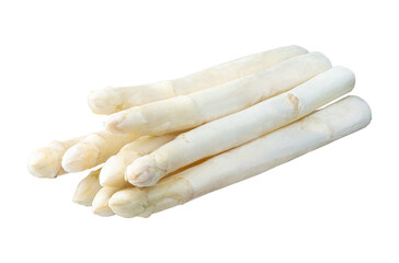 Fresh ripe white asparagus in bunch isolated on a white background. Full Depth of field. Focus...