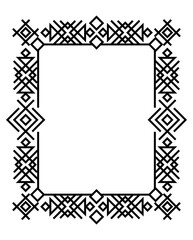 Ethnic frame with black thin lines. PNG with transparent background.