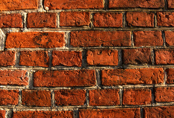 Brick wall background. Old brick texture on concrete wall. Bricks interior or exterior.