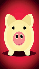 Pink piggy bank with falling coins. The concept of saving money or opening a bank deposit. Investing in the future. Isolated vector illustration of a piggy bank in a flat style.