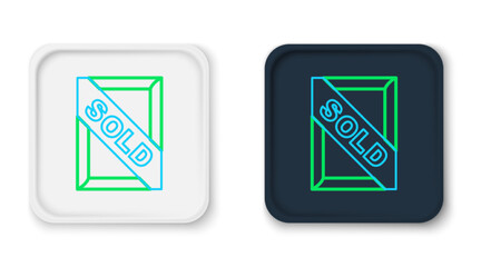 Line Auction painting sold icon isolated on white background. Auction bidding. Sale and buyers. Colorful outline concept. Vector