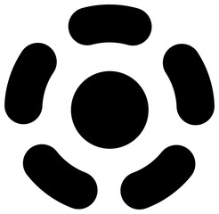 Black flat floral icon. Floral ornament. PNG with transparent background.