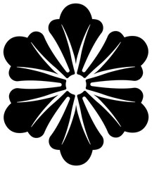Black flat floral icon. Floral ornament. PNG with transparent background.