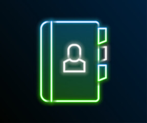 Glowing neon line Resume icon isolated on black background. CV application. Searching professional staff. Analyzing personnel resume. Colorful outline concept. Vector