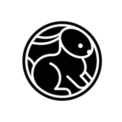 Obraz premium Rabbit or hare logo, symbol, icon, label. Stylized silhouette. Bunny vector illustration. 