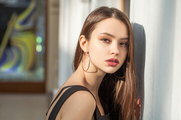 Portrait of a young sexy brunette girl