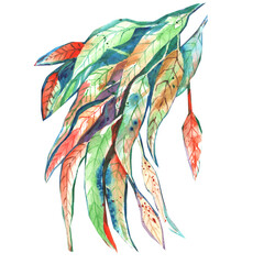 Obraz na płótnie Canvas branch of bright autumn leaves, illustration. hand drawn design elements.