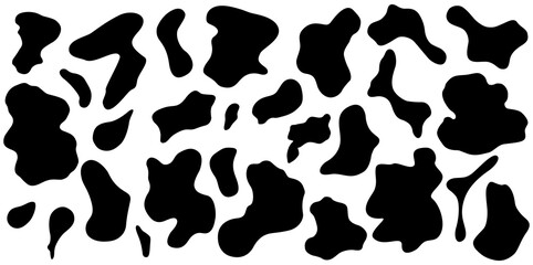Black and white cow spots.Cow print elements set. Animal design print elements.