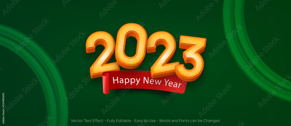 Poster editable text number effect 2023 happy new year on green background