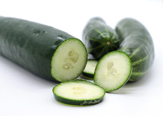 cut cucumber isolated on white background
