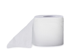 Single roll of white tissue paper or napkin isolated on white background with clipping path