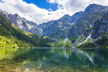 Naklejka na ściany i meble Mountain lake located in the High Tatras mountain range