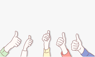 
Hand of business team work tumb up isolated on white background. Hand drawn style vector design illustrations.