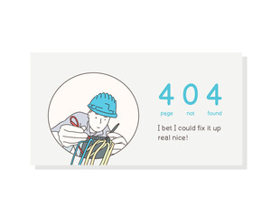 Error Page Concept. The electrician is repairing a switch box. Hand drawn style vector design illustrations.
