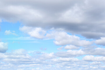 Picturesque blue sky with white clouds on sunny day