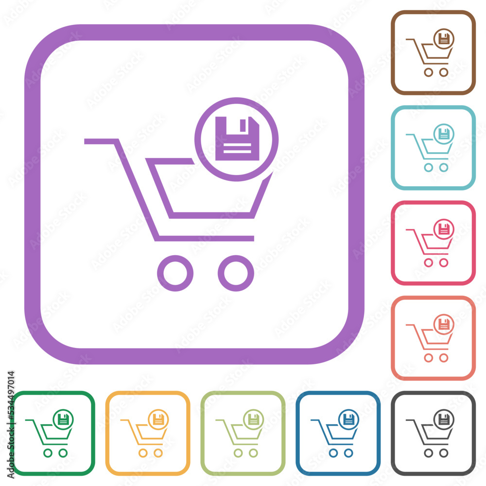 Poster cart save outline simple icons