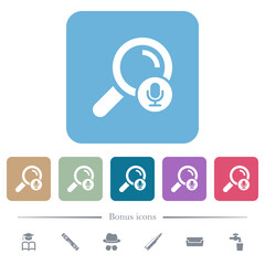 Voice search flat icons on color rounded square backgrounds