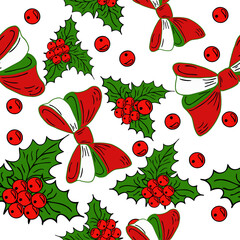 Seamless New Year's background, pattern with Christmas elements. Hand drawing. For your festive decor.