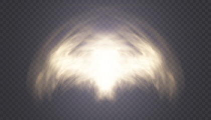 Yellow smoke on a transparent background. Hookah smoke, poisonous gas, purple dust, fog effect. Vector