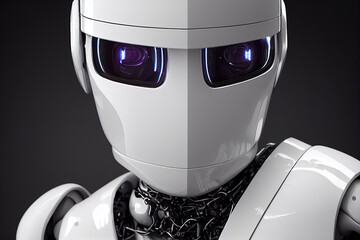 3 D render. Futuristic robot man, humanoid portrait