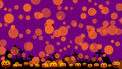 Happy Halloween bokeh effect background illustration design with pumpkins and graveyard concept.