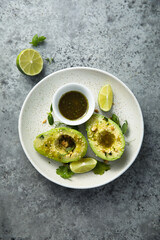Avocado with peanut and soy sauce