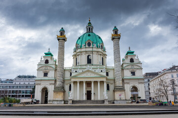 Fototapeta na wymiar The Karlskirke Church of Vienna, Austria