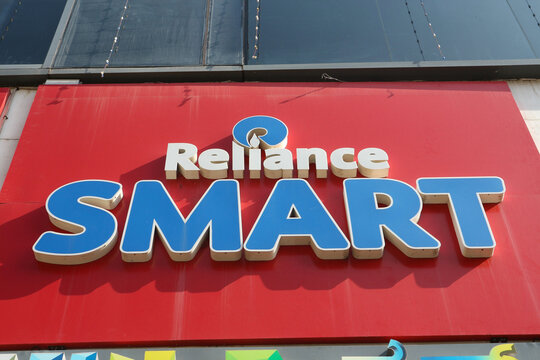 Reliance Smart - a sign above the entrance to a popular hypermarket in India, Udupi, March 6, 2020.