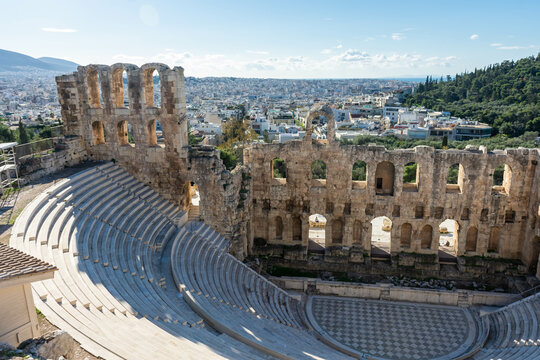 Odeon Of Herodes Atticus, Ancient Greek Theatre In The Acropolis Of Athens Greece