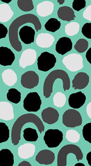 Set of abstract patterns with graphic monochrome
elements with blue, pink and mint backgroundsе