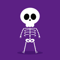 Cute halloween skeleton cartoon. Skeleton in halloween day. Halloween character cartoon. Happy halloween greeting card. 