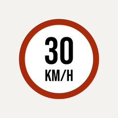 road signs in traffic 30 km - red plate with white