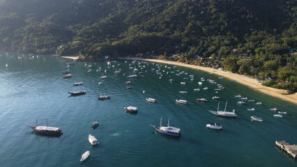 View of the Vila do Abraão Bay, Ilha Grande, Rio de Janeiro, Brazil.