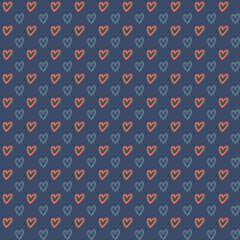 Heart shape seamless pattern doodle abstract background illustration for digital and print materials.