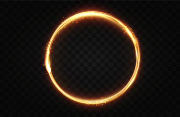 Naklejka premium Golden circle with fire effects.Light effect.Vector