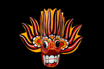 Traditional Devil Mask (raksha) sri lanka isolated on black background