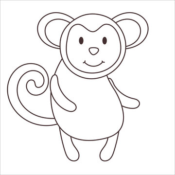 Vector cartoon monkey . African animal. funny kind monkey. Funny cute Adorable little african animal for kids wear, nursery, poster, invitation doodle coloring book