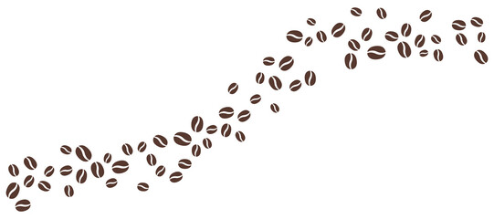 Coffee bean icon background. Flow, wave of coffee beans. Simple flat vector style.