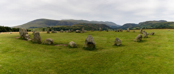 Obraz premium panorama view of the Castlerigg Stone Circle in the Lake District National Park in Cumbria