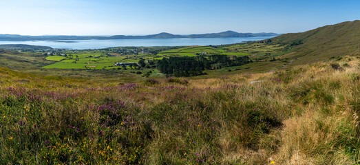 Fototapeta na wymiar view of Bantry Bay and the village of Kilcrohane in western County Cork
