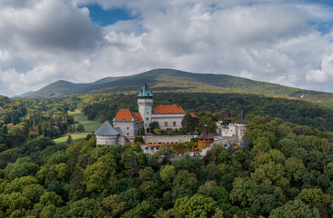 Fototapeta na wymiar landscape of Smolenice Castle in the Little Carpathians in green late summer forest