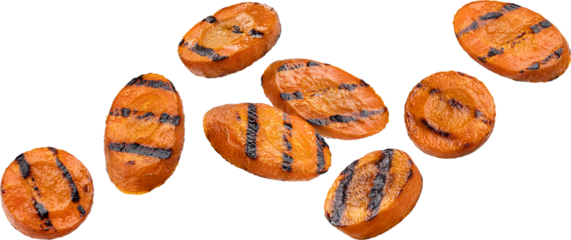 Grilled carrot slices isolated