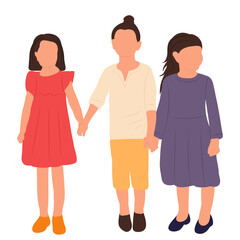children on white background, isolated vector