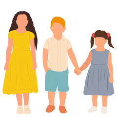 children on white background, isolated vector