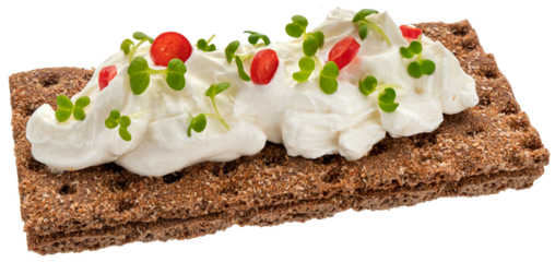 Rye crispbread with cream cheese isolated