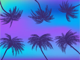 Modern purple palms in mesh background. Vector illustration. EPS 10.