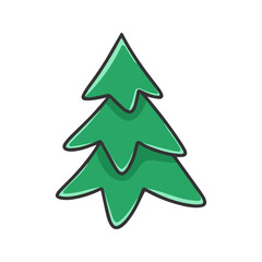 Green simple spruce clipart. Christmas tree cartoon isolated vector illustration. Symbol and attribute of the new year and Christmas pine