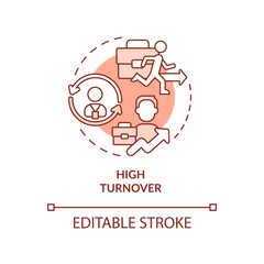 High-risk employee termination red concept icon. Problem workforce turnover abstract idea thin line illustration. Isolated outline drawing. Editable stroke. Arial, Myriad Pro-Bold fonts used