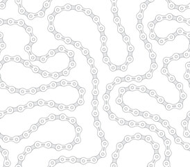 Vector seamless twisted line texture bike chain. Isolated on white background.