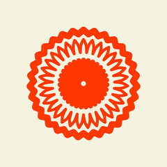 orange asian flower mandala vector illustration